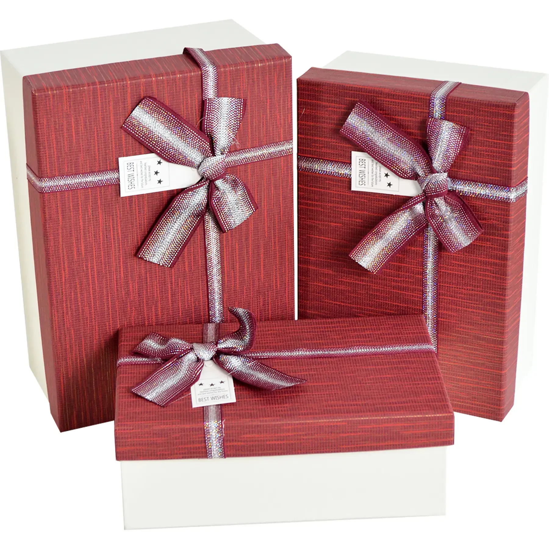 Подарочная коробка прямоугольная, двухцветная с бантом, 23*16 см, 1235011773