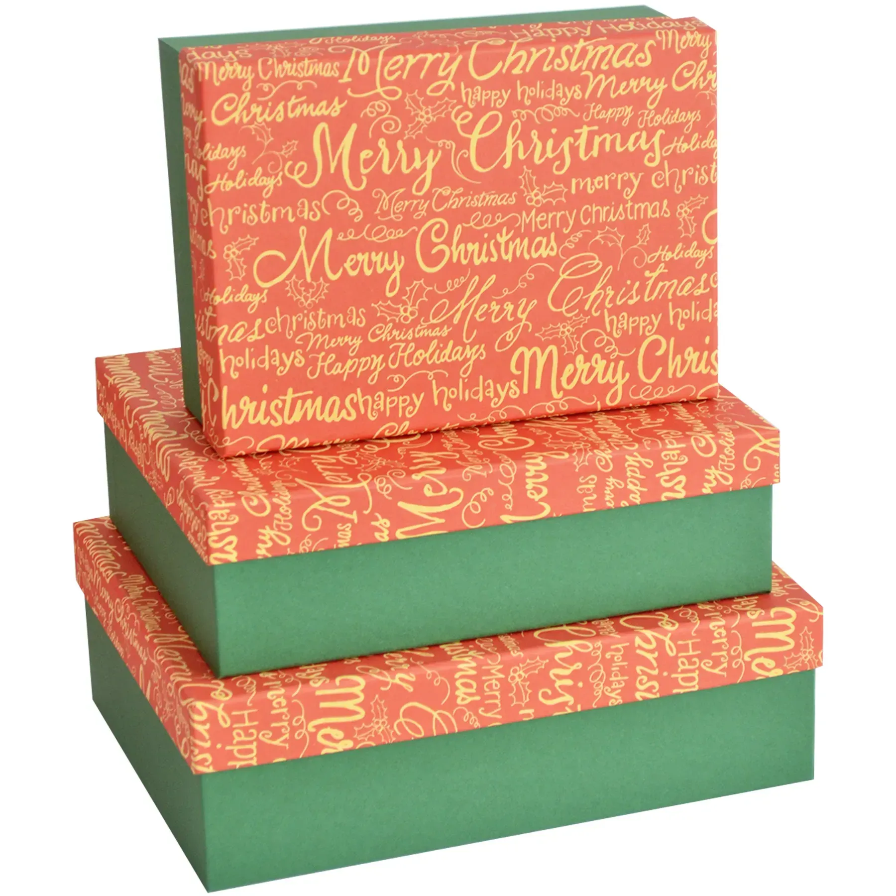 Подарочная коробка прямоугольная НР, зелено-красная "Merry Christmas", 23*16*9,5 см, 6103014673
