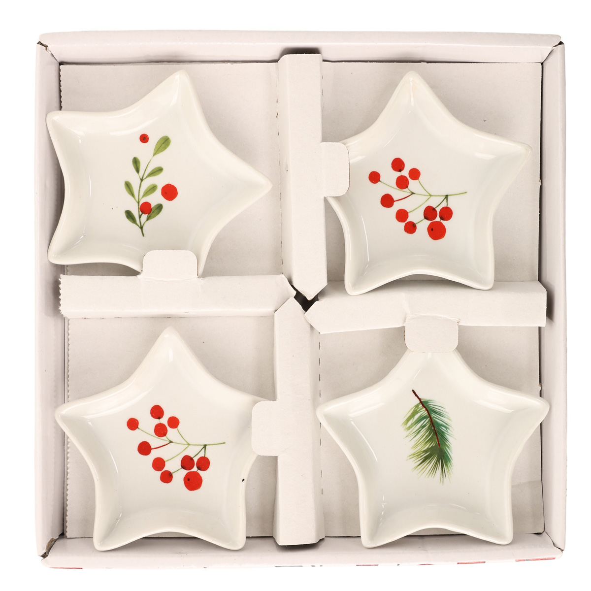 Набор пиал новогодних "Звезда/Елка", белый с принтом (4 шт./2 вида), 795900130