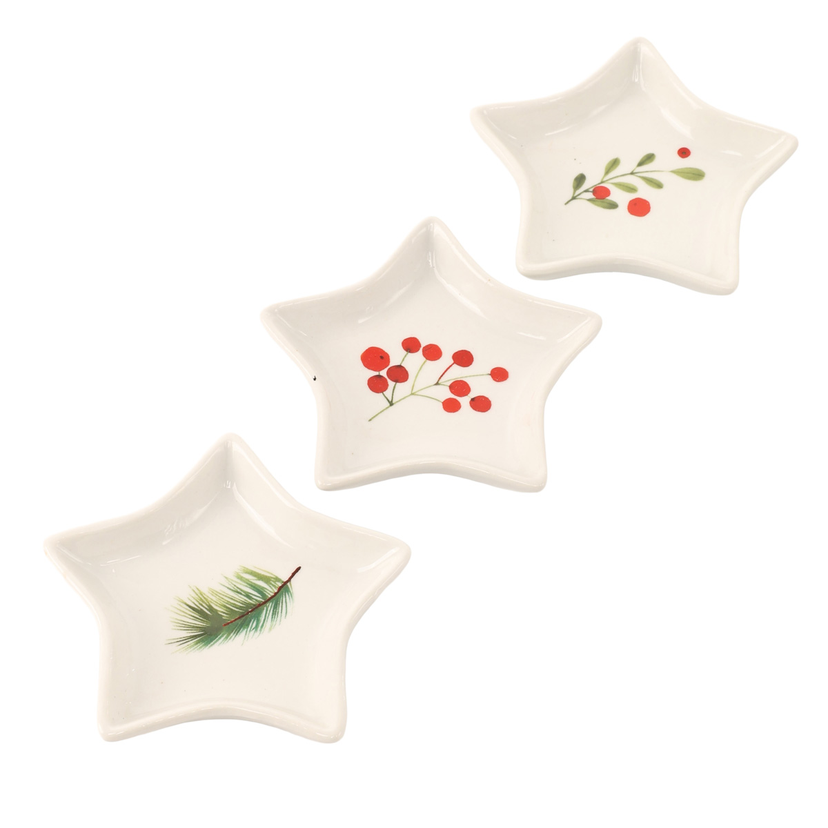Набор пиал новогодних "Звезда/Елка", белый с принтом (4 шт./2 вида), 795900130 1