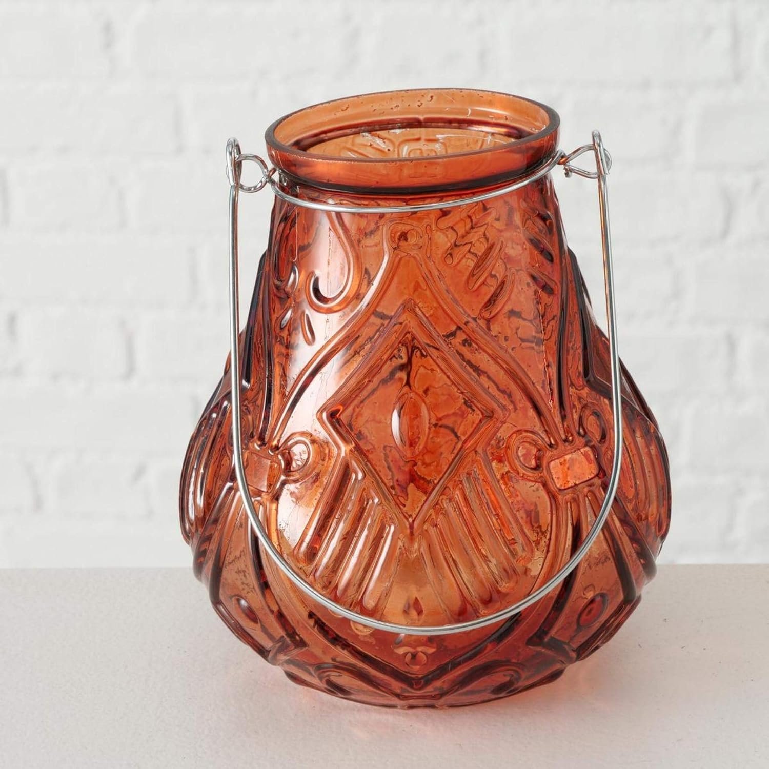 Подсвечник декоративный стеклянный "Arvido" h=15 см/d=13 см с металлической ручкой, микс цветов (3 вида), 2013774 1