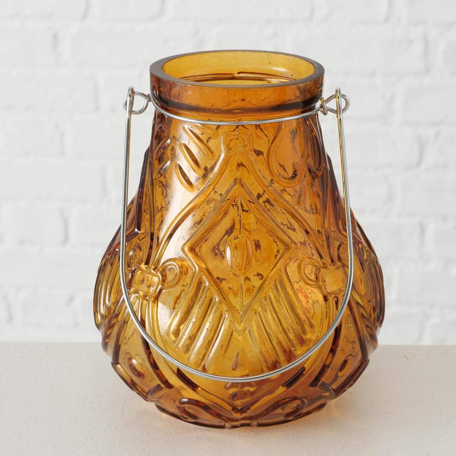 Подсвечник декоративный стеклянный "Arvido" h=15 см/d=13 см с металлической ручкой, микс цветов (3 вида), 2013774 2