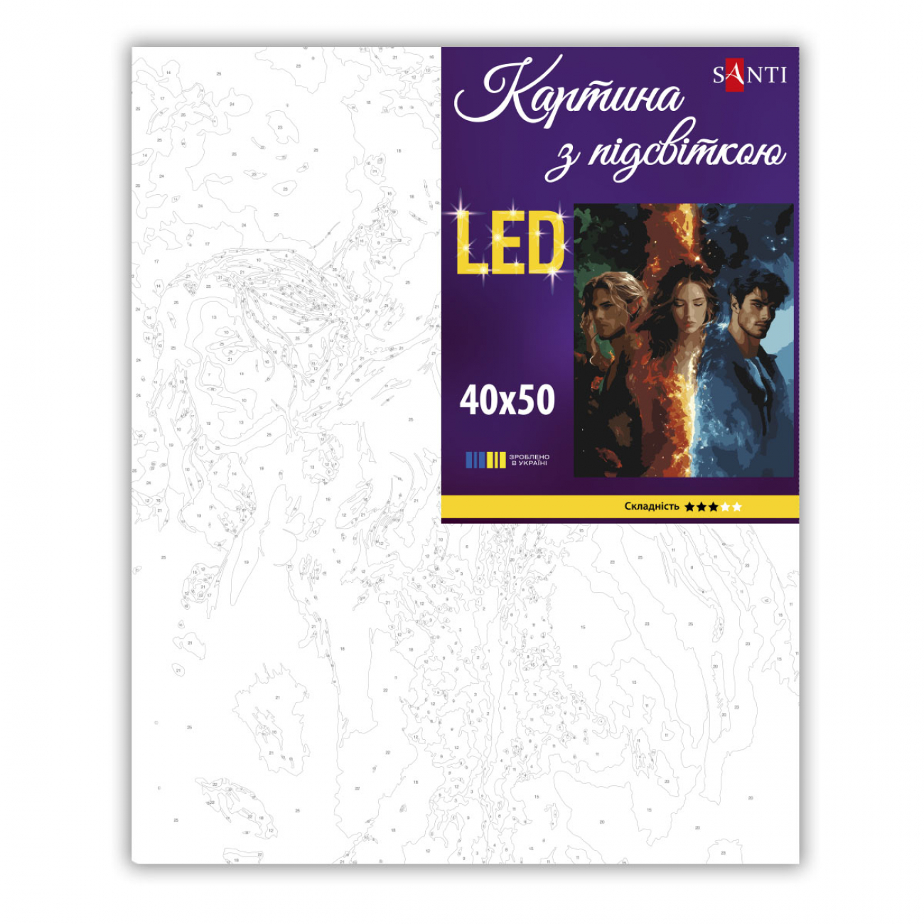 Картина за номерами SANTI "Шипи та троянди. Між двох стихій" 40*50 см, LED підсвітка, 956648 1