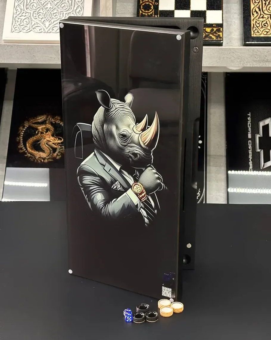 Стеклянные нарды "Носорог" 50*24 см, 270011