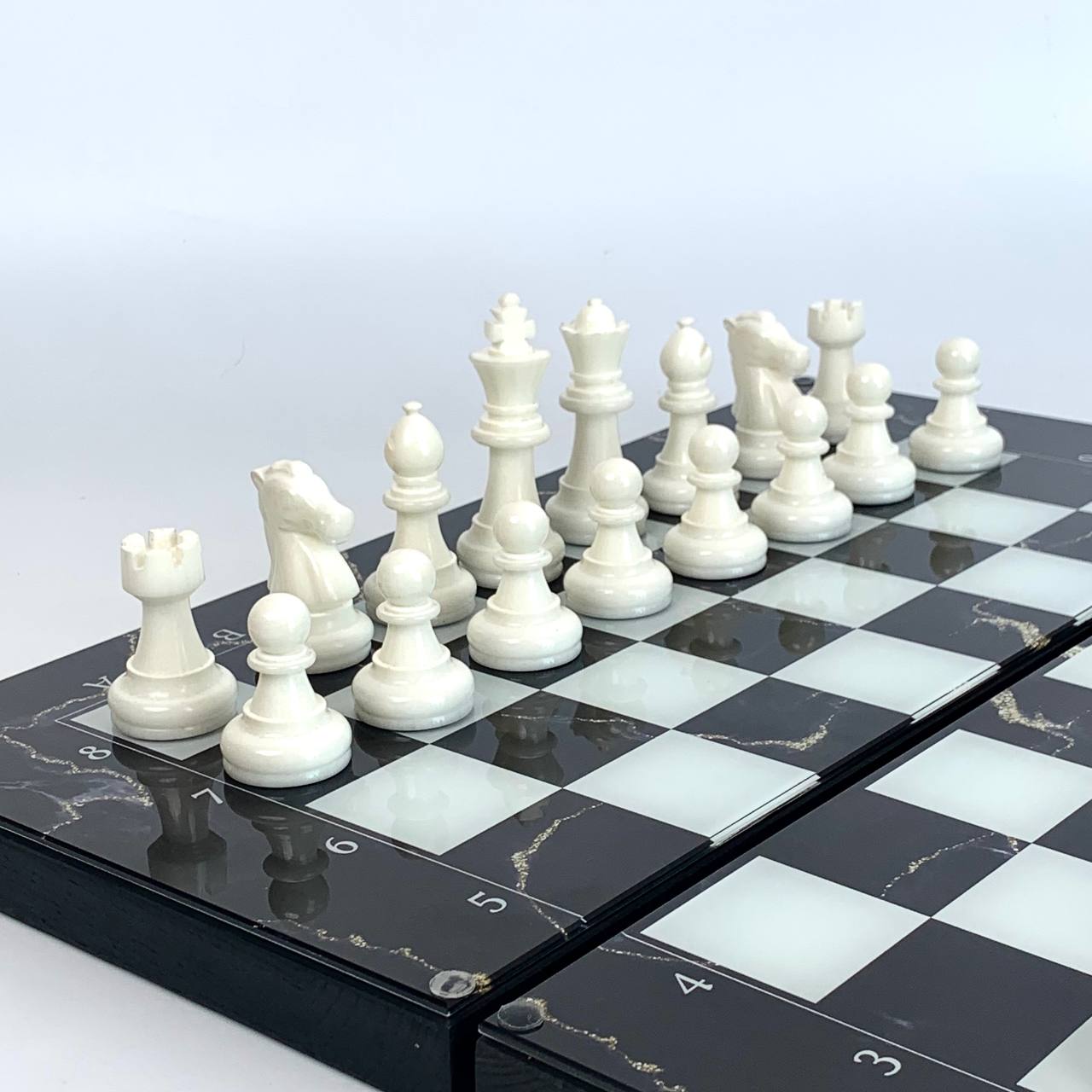 Стеклянные шахматы-нарди "Золотой мрамор" 50*23 см, 270051 6