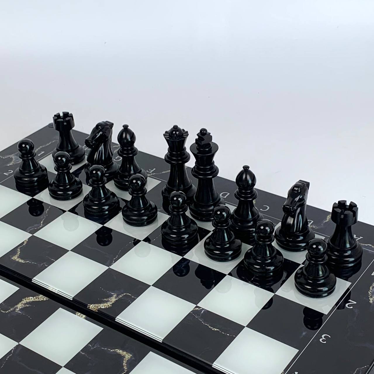 Стеклянные шахматы-нарди "Золотой мрамор" 50*23 см, 270051 7