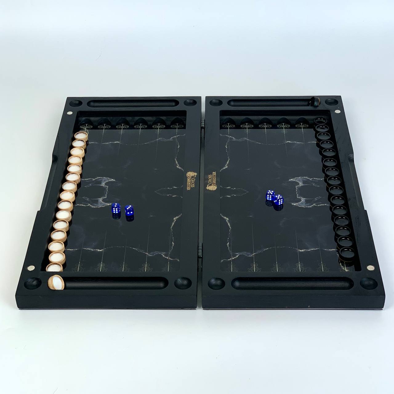 Стеклянные шахматы-нарди "Золотой мрамор" 50*23 см, 270051 11