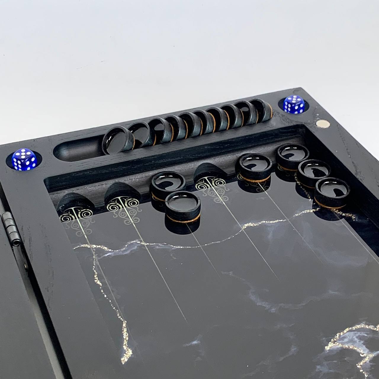 Стеклянные шахматы-нарди "Золотой мрамор" 50*23 см, 270051 12