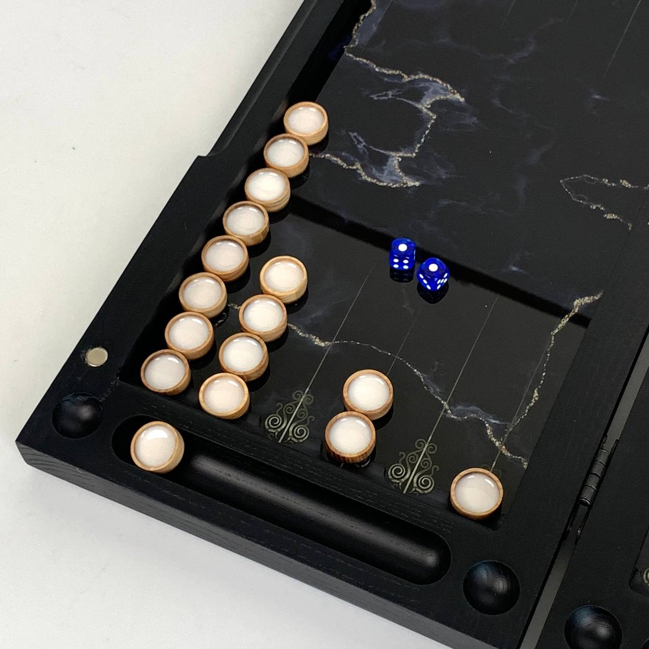 Стеклянные шахматы-нарди "Золотой мрамор" 50*23 см, 270051 13