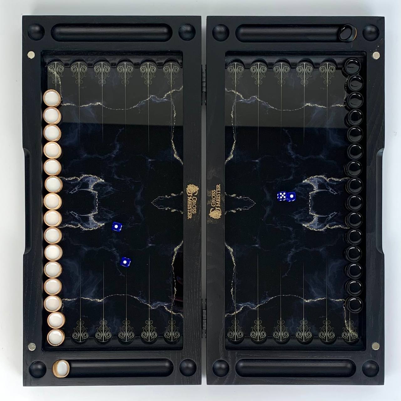 Стеклянные шахматы-нарди "Золотой мрамор" 50*23 см, 270051 14