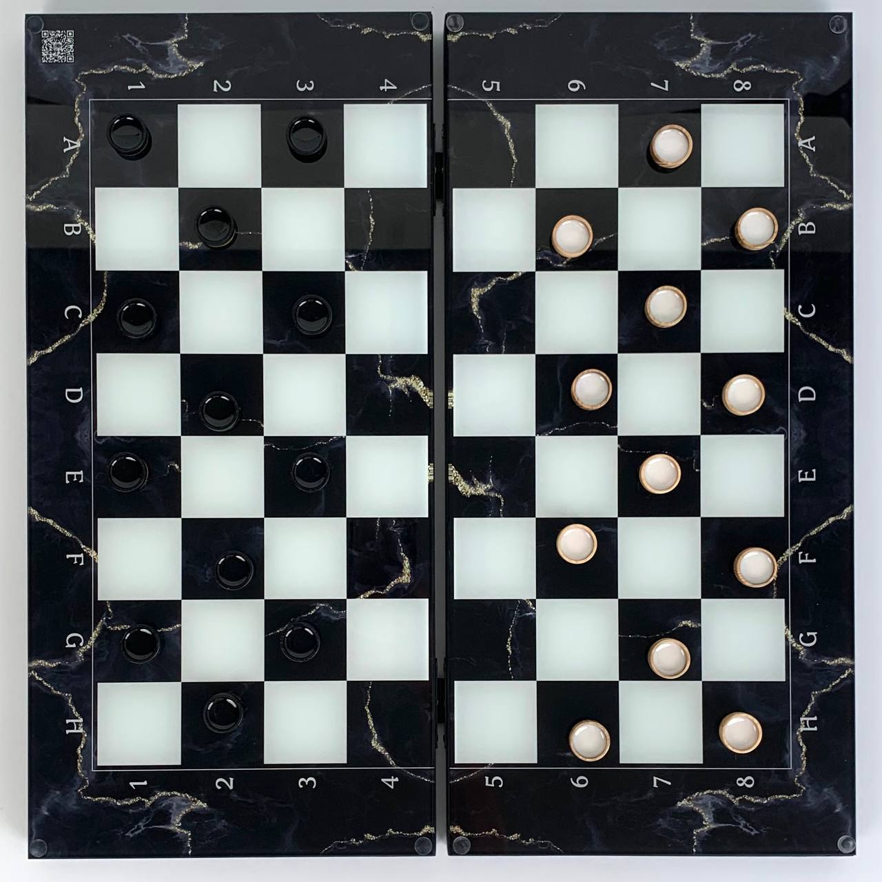 Стеклянные шахматы-нарди "Золотой мрамор" 50*23 см, 270051 17