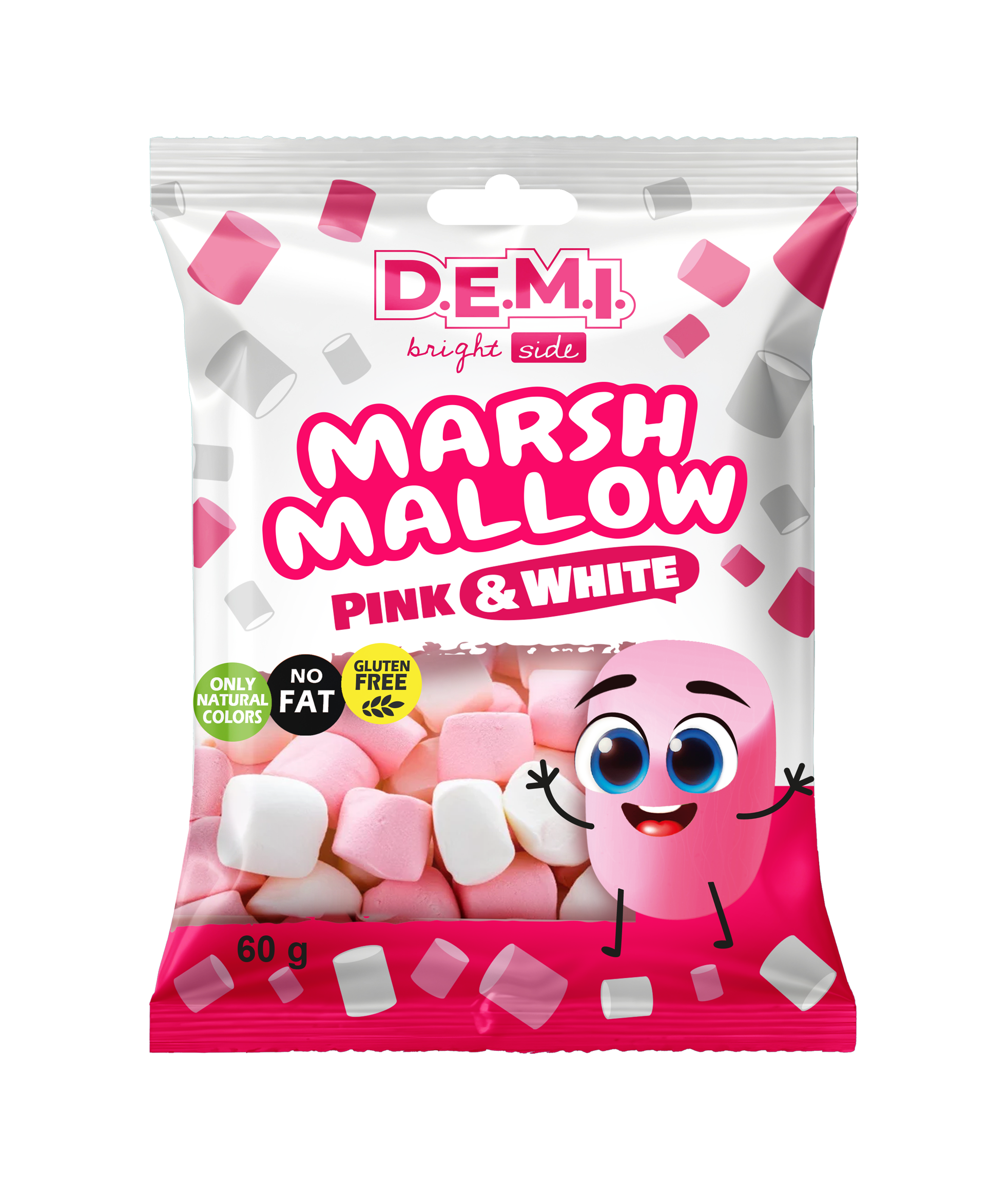 Маршмеллоу "Розовый и белый" 60 г, пакет, ТМ "D.E.M.I."