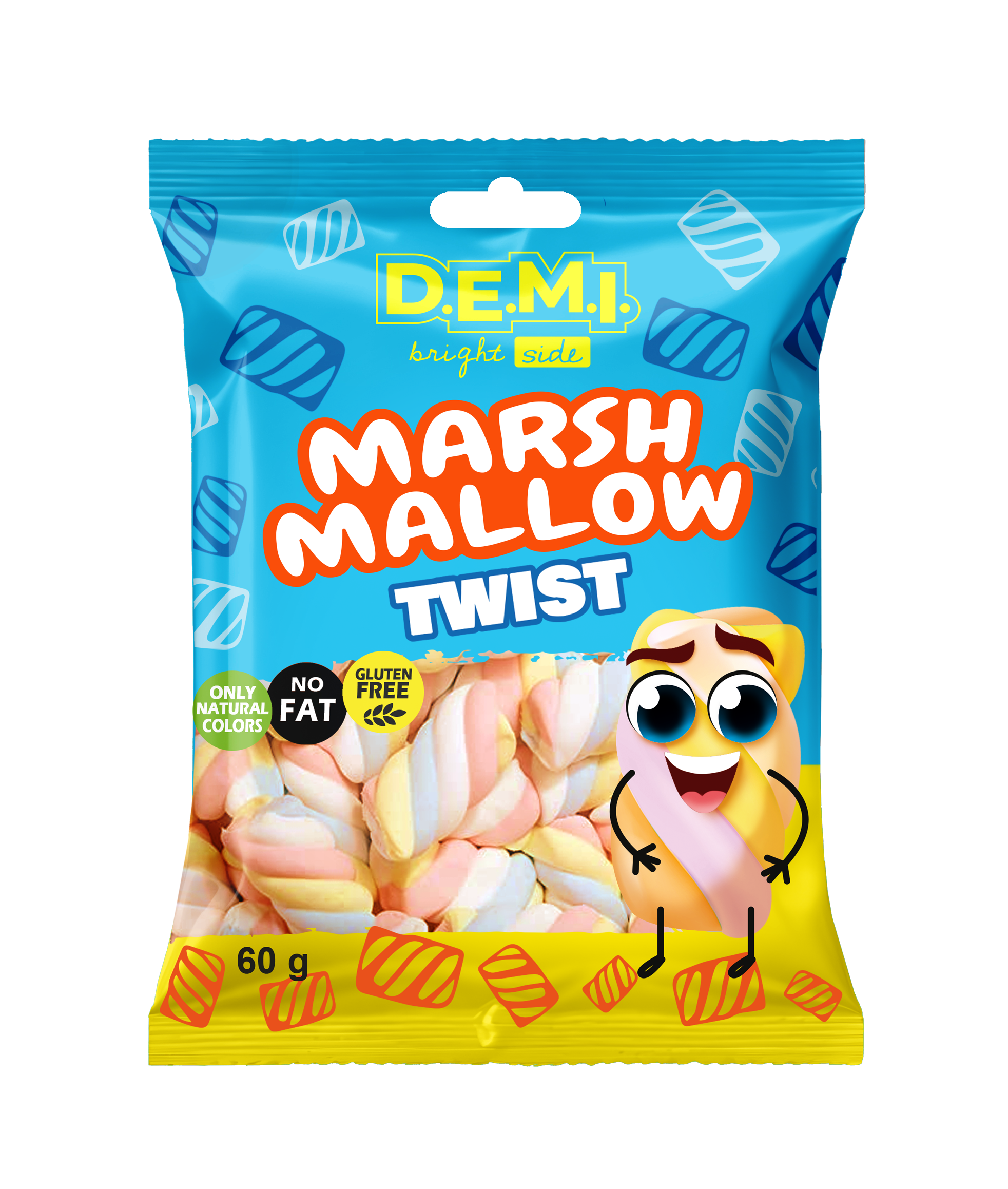 Маршмеллоу "Твист" 60 г, пакет, ТМ "D.E.M.I."