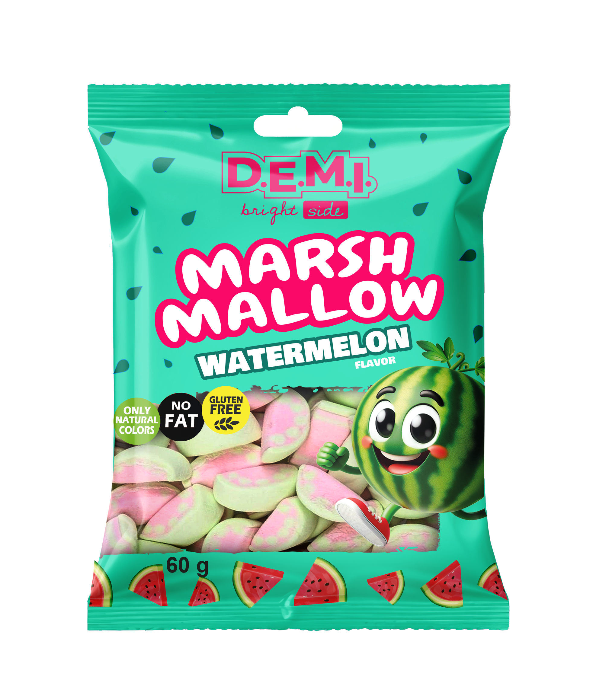 Маршмеллоу с ароматом арбуза 60 г, пакет, ТМ "D.E.M.I."