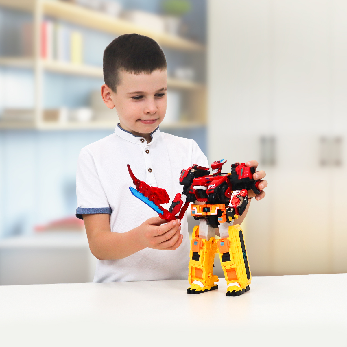 Ігровий набір з роботом-трансформером Dinoster - Раптор Трон, 2 машини, динозавр, EU580801 7