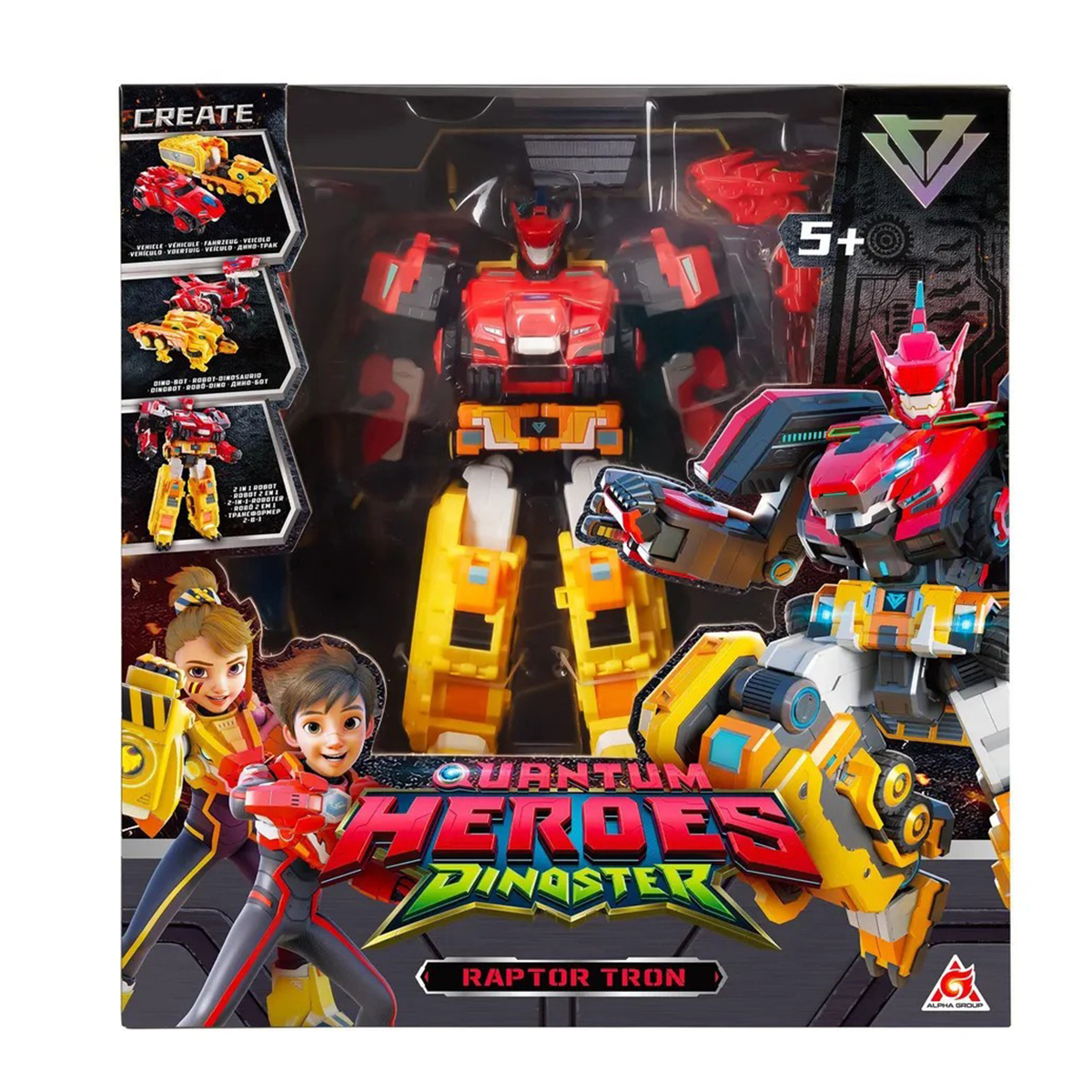Ігровий набір з роботом-трансформером Dinoster - Раптор Трон, 2 машини, динозавр, EU580801 10