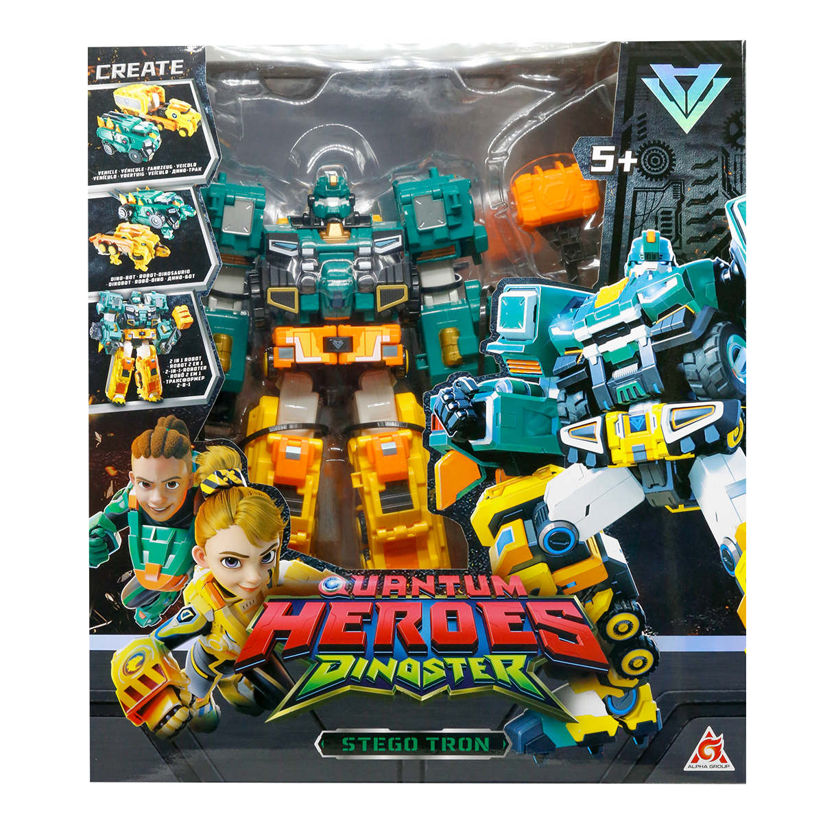Ігровий набір з роботом-трансформером Dinoster - Стего Трон, 2 машини, динозаври, EU580804 8