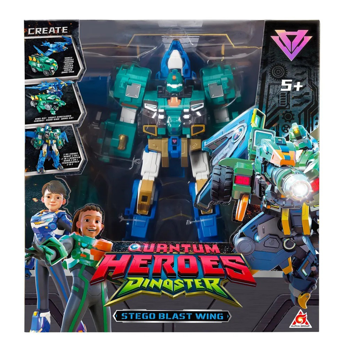 Ігровий набір з роботом-трансформером Dinoster – Cтего Бласт Вінг, 2 машини, динозавр, EU580802 10