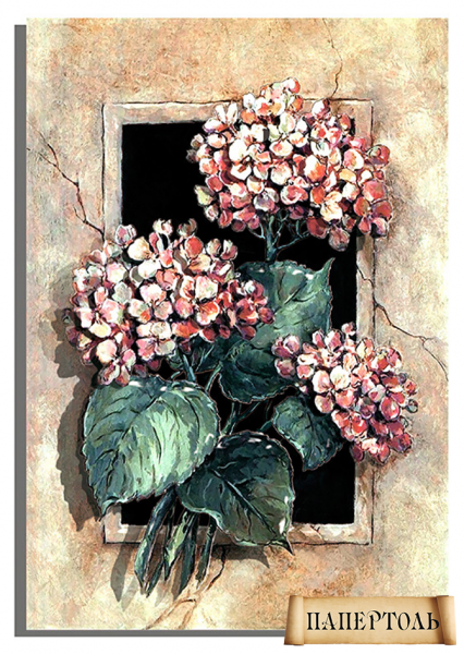 Об'ємна картина з паперу 102 "Вінтажна гортензія" 20*29 см, РТ150024, ТМ "Tela Artis"