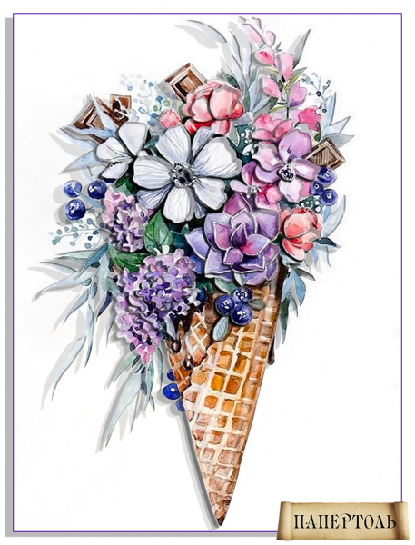 Об`ємна картина з паперу 341 "Квітковий рожок" 15*20 см, РТ150261, ТМ "Tela Artis"