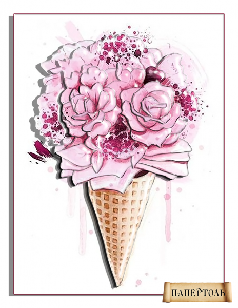 Об`ємна картина з паперу 342 "Рожевий рожок" 15*20 см, РТ150262, ТМ "Tela Artis"