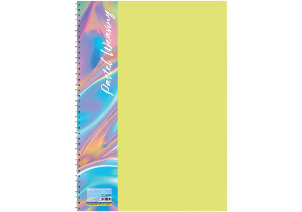 Блокнот А4, пластиковая обложка (фактура ткань), боковая спираль, 80 л., ячейка, ассорти пастел, E20310 2