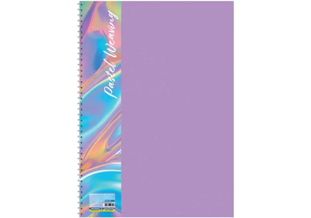 Блокнот А4, пластиковая обложка (фактура ткань), боковая спираль, 80 л., ячейка, ассорти пастел, E20310 3
