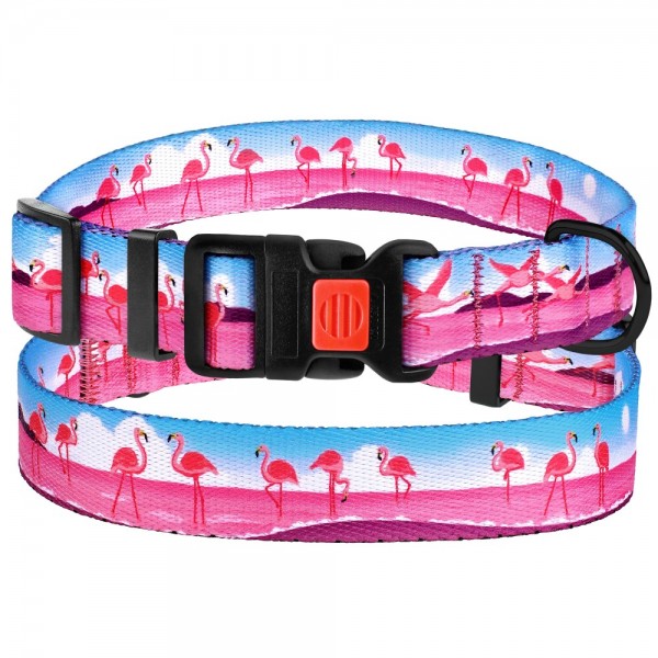 Ошейник для Собак BronzeDog Urban Travel, застеб.пластик (обхват шеи 25-33 см.,шир- 16см) Фламинго