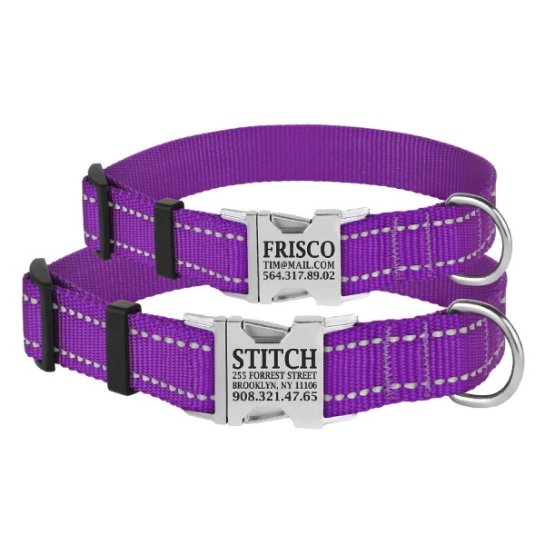 Ошейник для собак TM Barksi Active светоотб.фастекс хром(обв.шеи 18-28см,шир.1см) фиолетовый 3