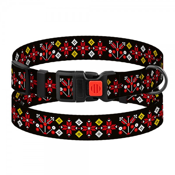 Ошейник для собак TM Barksi Urban Патриотический (обв.шеи 25-33см,шир.1,6см),вышиванка черная