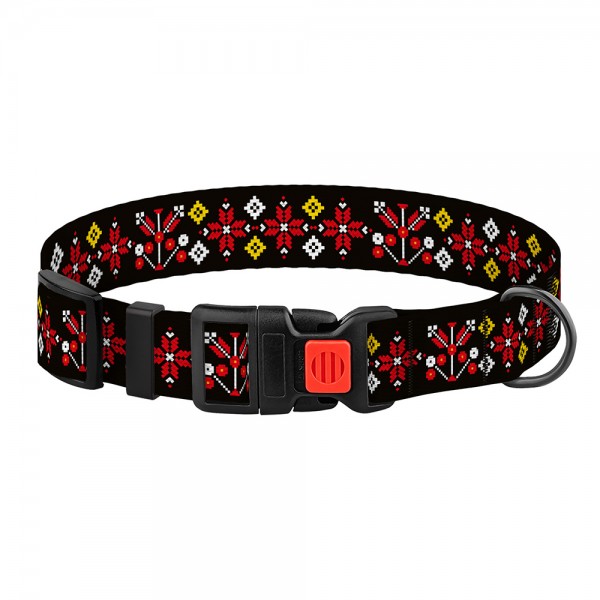 Ошейник для собак TM Barksi Urban Патриотический (обв.шеи 25-33см,шир.1,6см),вышиванка черная 2