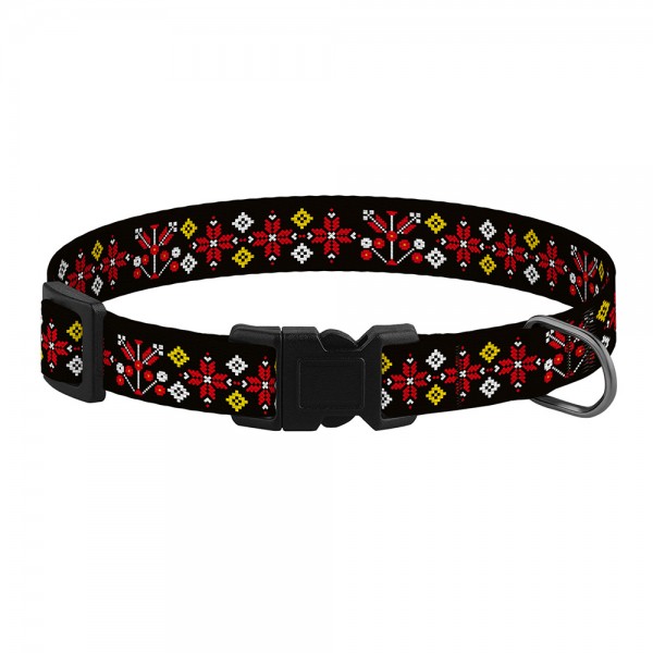 Ошейник для собак TM Barksi Urban Патриотический (обв.шеи 25-33см,шир.1,6см),вышиванка черная 3