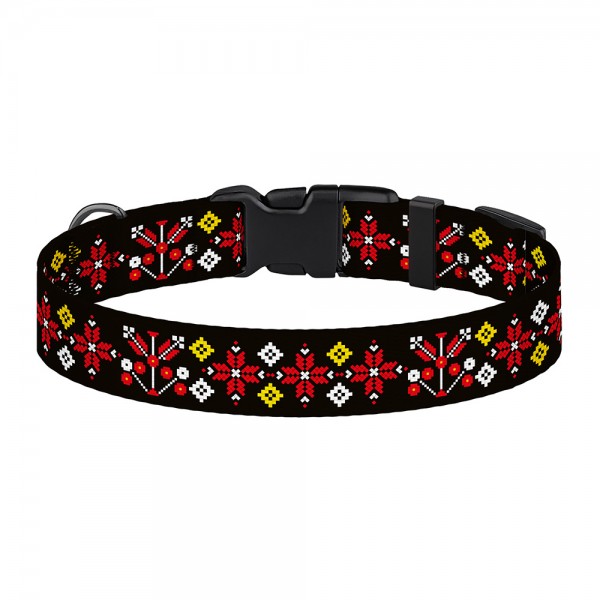 Ошейник для собак TM Barksi Urban Патриотический (обв.шеи 25-33см,шир.1,6см),вышиванка черная 4