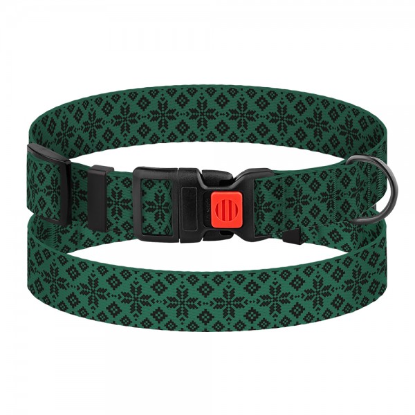 Ошейник для собак TM Barksi Urban Патриотический (обв.шеи 35-45см,шир.2,5см),вышиванка зеленая
