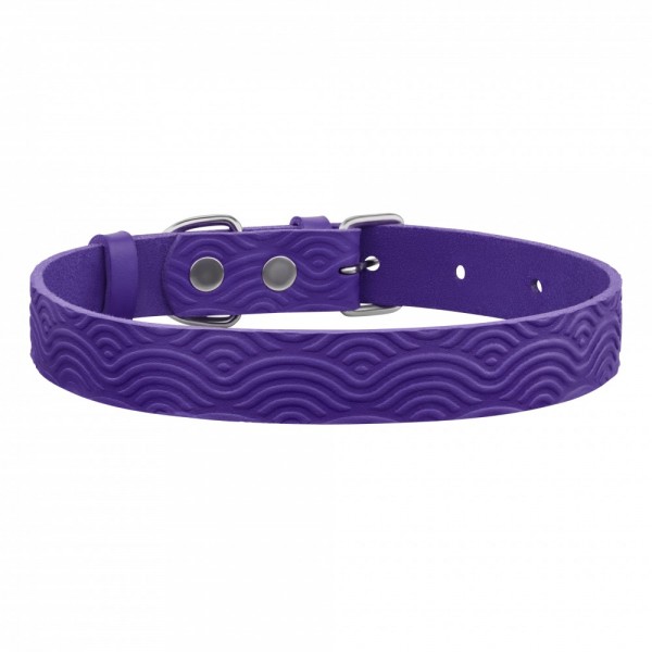 Ошейник для собак кожаный Barksi Classic одинарный с тиснением Волна(ш 17мм, д 28-36) фиолетовый 1