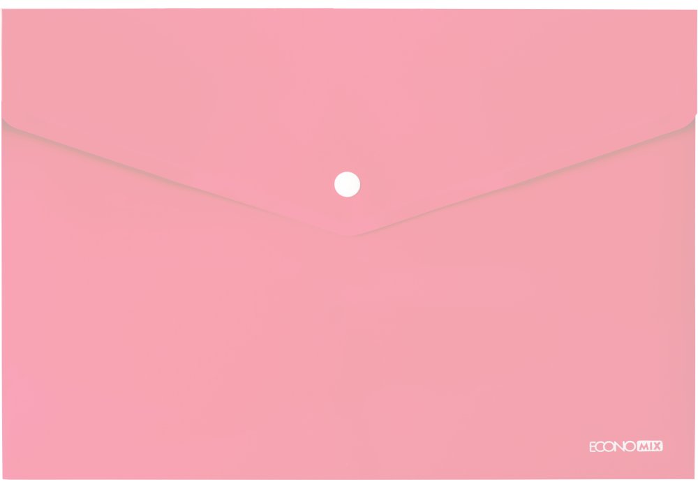 Папка-конверт А4 на кнопці непрозора, фактура "глянець", пастельна рожева, E31301-89