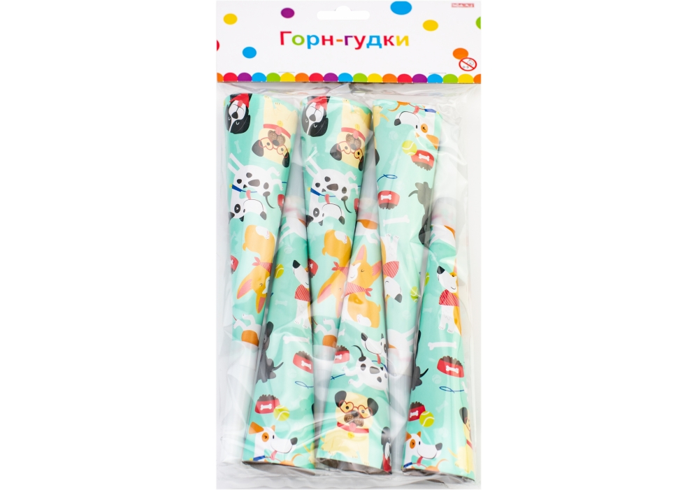 Набор горнов-гудков для свиста Happy Dogs, 19 см, 6 шт, ассорти, MX300216 1