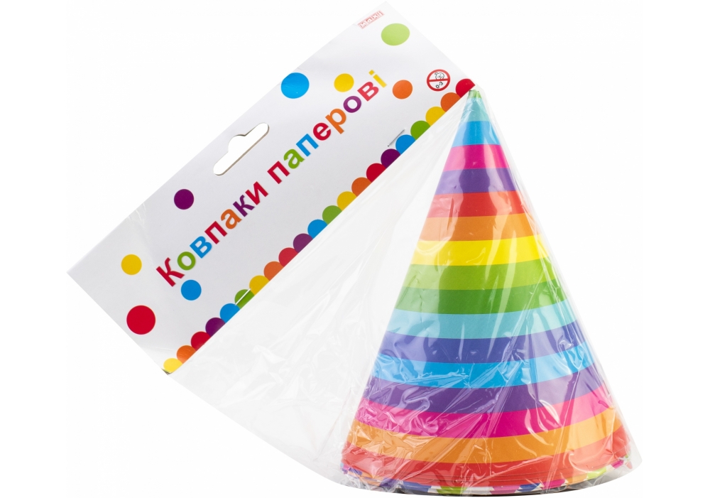 Набор колпаков на голову с резиновой лентой Confetti Rainbow, 6 шт, ассорти, MX200002 3