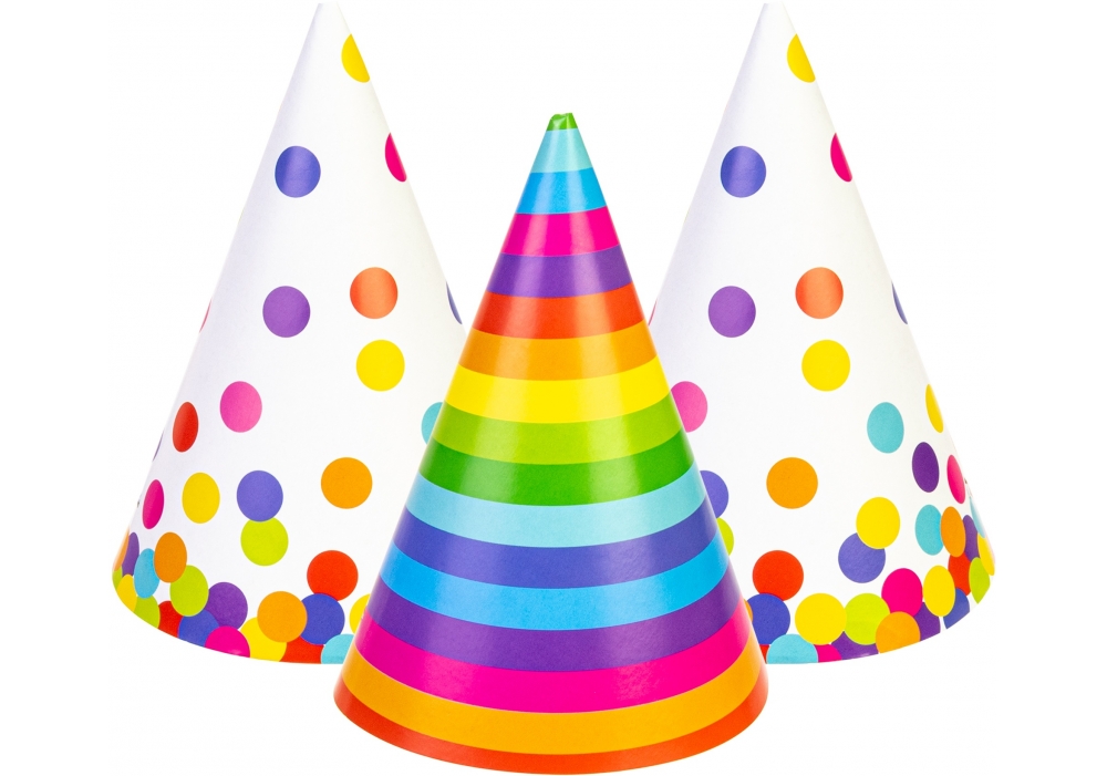 Набор колпаков на голову с резиновой лентой Confetti Rainbow, 6 шт, ассорти, MX200002