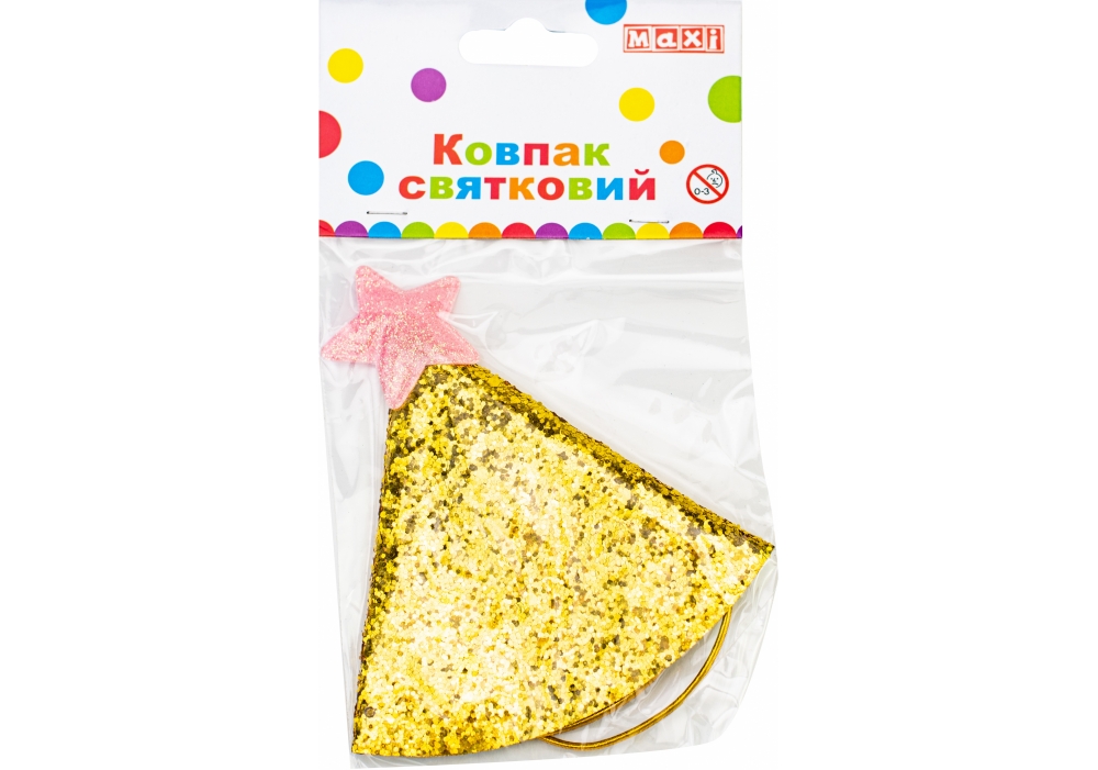 Колпак на голову с декоративной звездой и резиновой лентой, золотистый, MX161 1