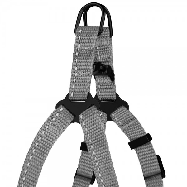 Шлея для собак ТМ Barksi Active светоотб.(обхват груди 24-30см,ширина 1см),серая 3