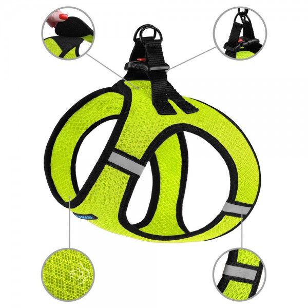 Шлея для собак ТМ Barksi Mesh Vest,размер 2XS,(обв.шеи-26см,обв.груд-29см),лимонная 6