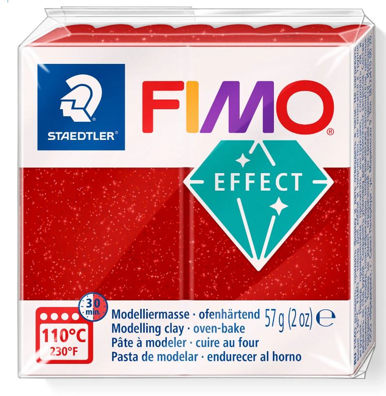 Пластика Effect, Красная с блестками, 57г, Fimo