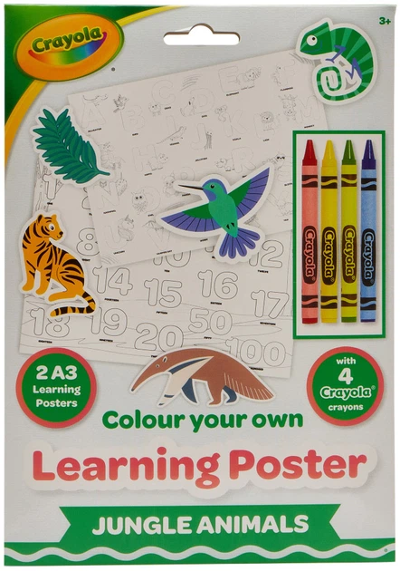 Розмальовка "Навчальні плакати: Джунглі" з олівцями Crayola, 15756