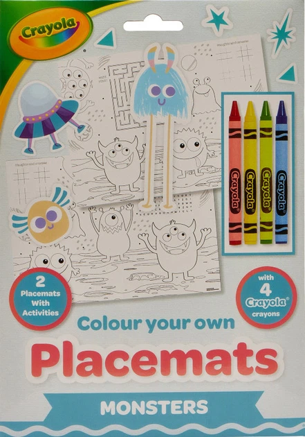 Підложки-розмальовки "Монстри" 2 шт з олівцями Crayola, 15755-B