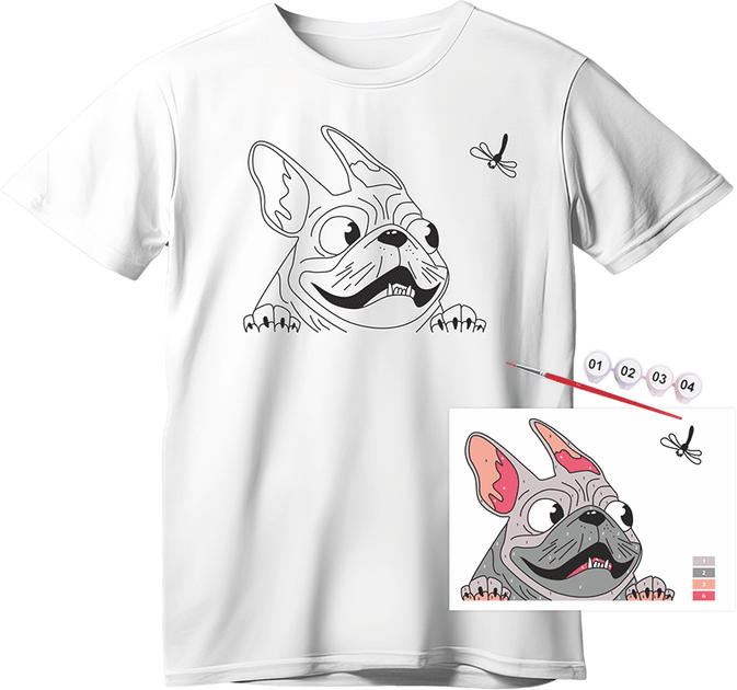 Набор, футболка-раскраска, "Мопс", хлопок 100%, размер S, ROSA Talent