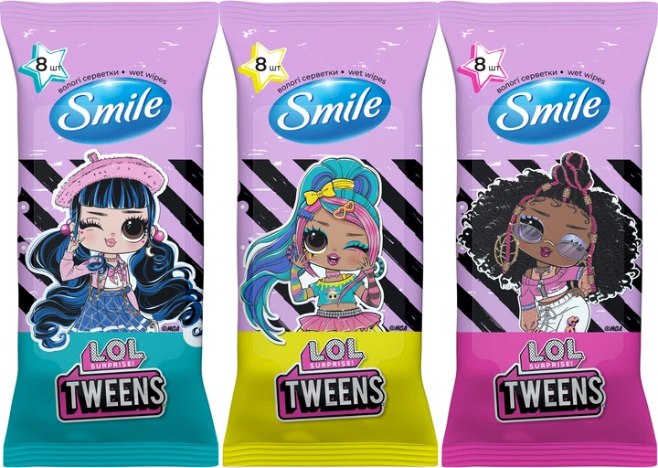 Серветки вологі Смайл Ліцензійні герої 8шт «MGA», 42139125