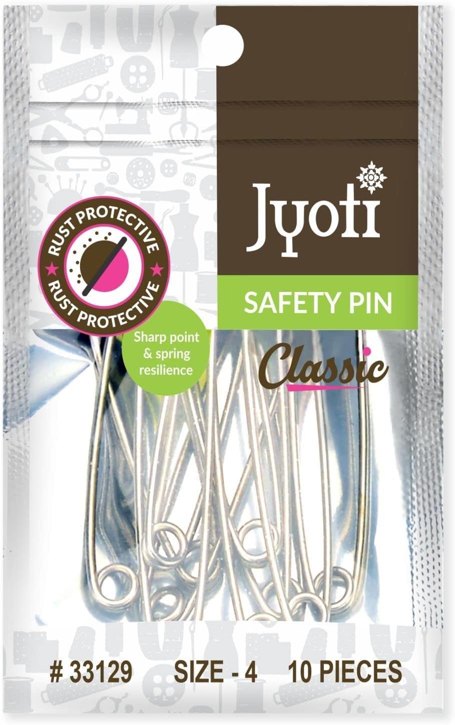 Шпильки металеві срібні, розмір асорті, нікель. покриття, 20 шт., 33114, JYOTI