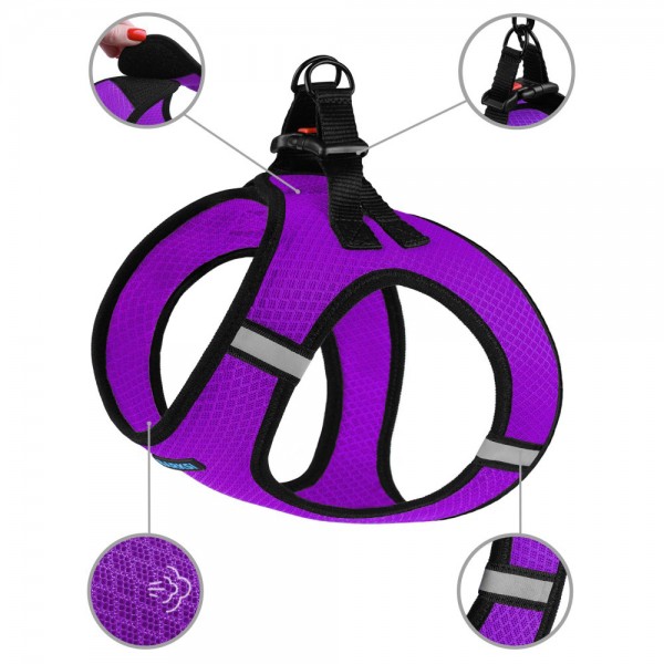 Шлея для собак Vest Barksi Mesh, размер М, (обхв.шеи-42см,обхв груд-47см) фиолетовая new 1