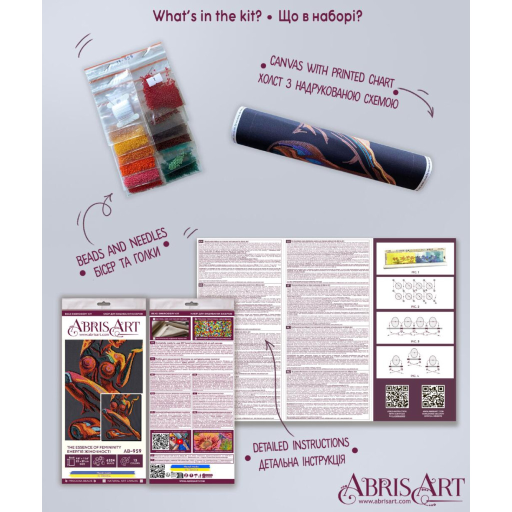 Набор для вышивки бисером на натуральном холсте "Энергия женственности", AB-959 6
